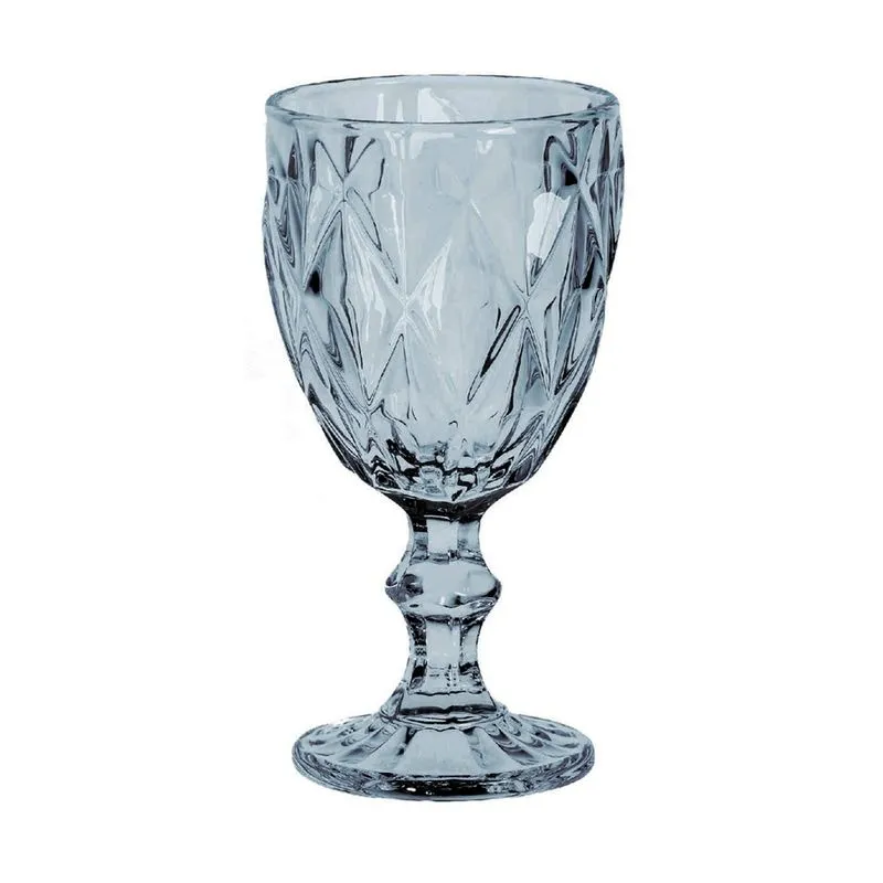 Jogo 6 Taças De Vidro Decorado Diamond Bico De Jaca Água Suco 320ml Bebidas Presente bar