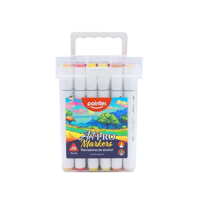 Marcadores Artísticos Ponta Dupla 36 Cores Tinta Álcool