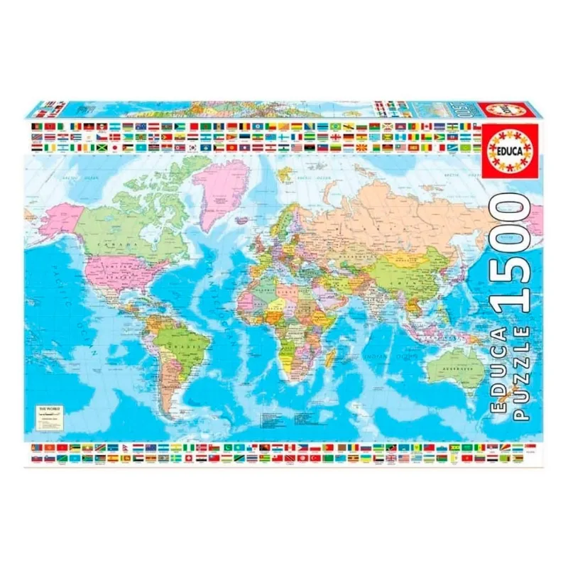 Puzzle 1500 peças Mapa Mundial Político - Educa - Importado Quebra-Cabeça 1500 peças Mapa Mundial Político - Educa - Importado