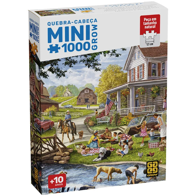 Mini Quebra-cabeça 1000 peças Domingo na Fazenda