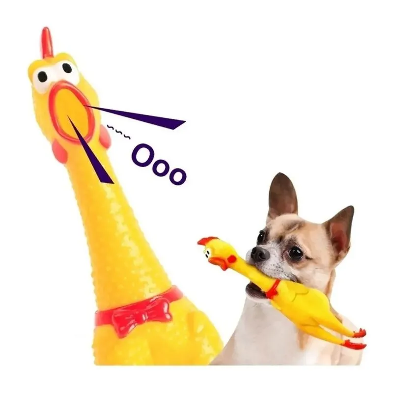 Frango Galinha Borracha Morder Brinquedo Cães 28cm