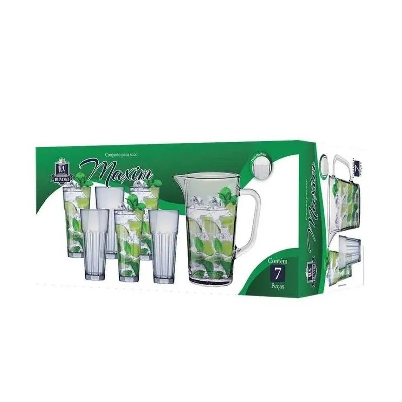 Conjunto Jarra De Vidro Com Copos Maxim 7 Peças - Ruvolo