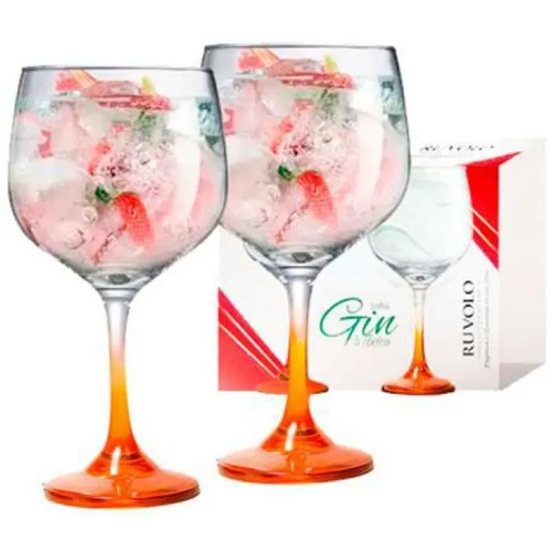 Jogo Taças Para Gin Gambo Laranja 705 Ml 02 Peças