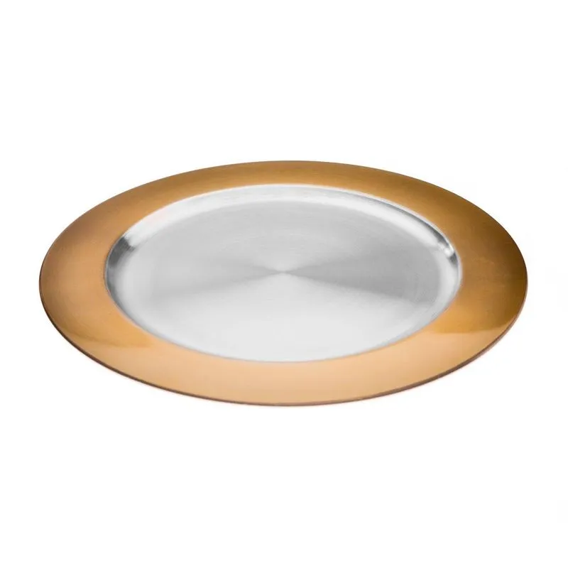 Sousplat de Aço Inox Dourado D33cm