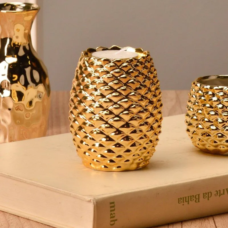 Porta Vela Natalino Dourado 9,3cm