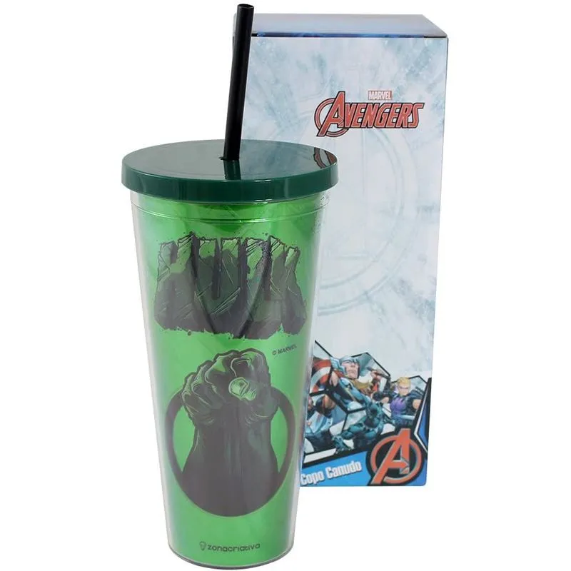Copo Canudo Metálico Hulk 650 ml