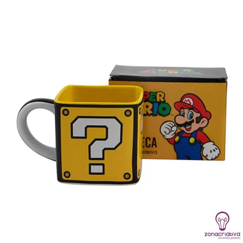 Caneca Cubo Mario Em Cerâmica Com 300 Ml - Zonacriativa