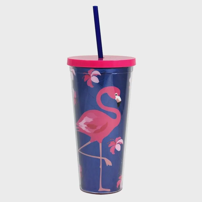 Copo canudo flamingo 650ML