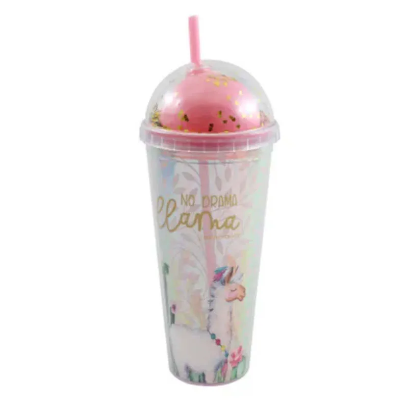 Copo Com Canudo 750 Ml Holográfico Lhama