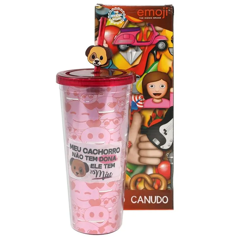 Copo Canudo Pingente Emoji 650ml Meu Cachorro 10022917