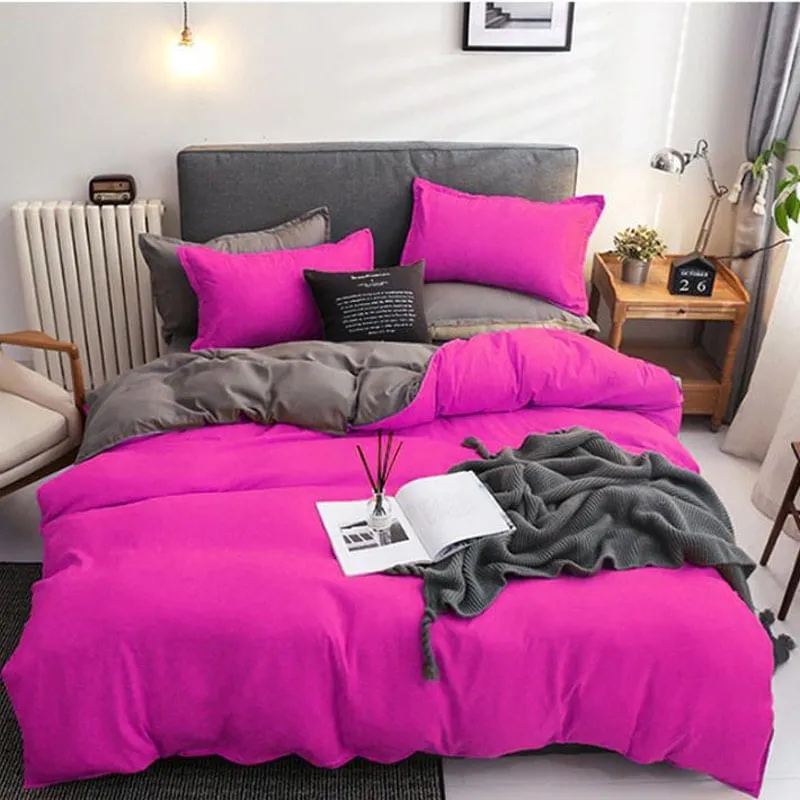 Jogo De Cama Casal Pink Grey 7 Peças Com Edredom E Almofada