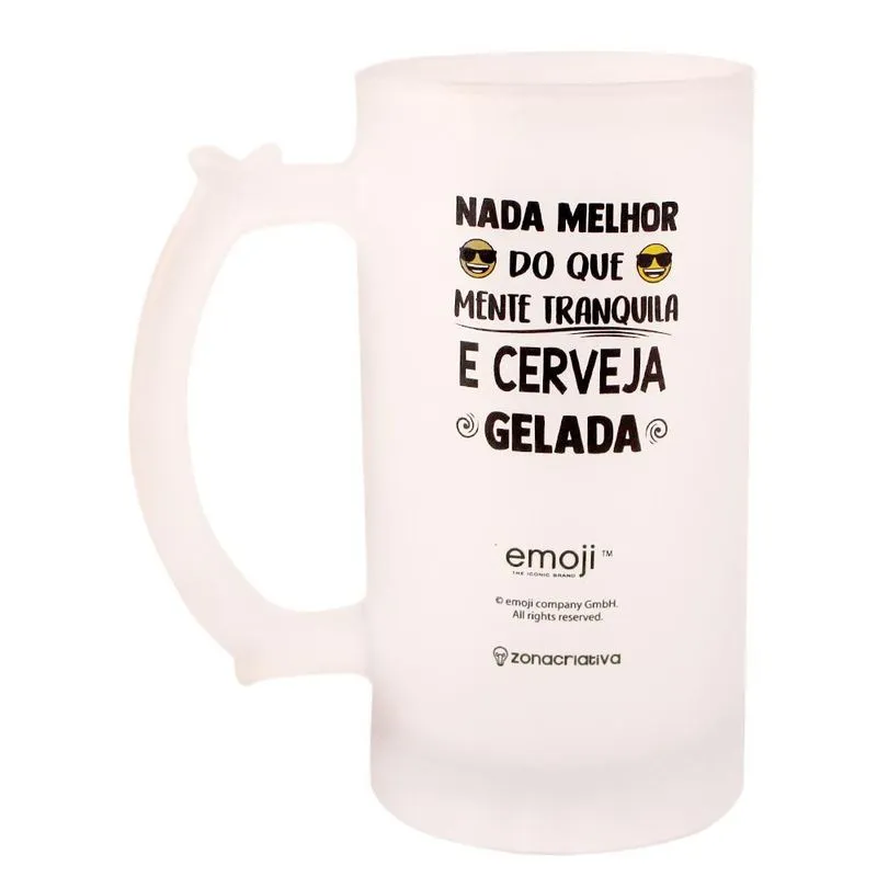 Caneca Chop Fosco 450ml Emoji Cerveja Gelada