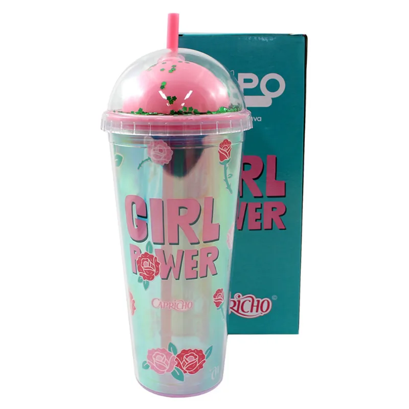 Copo canudo girl power
