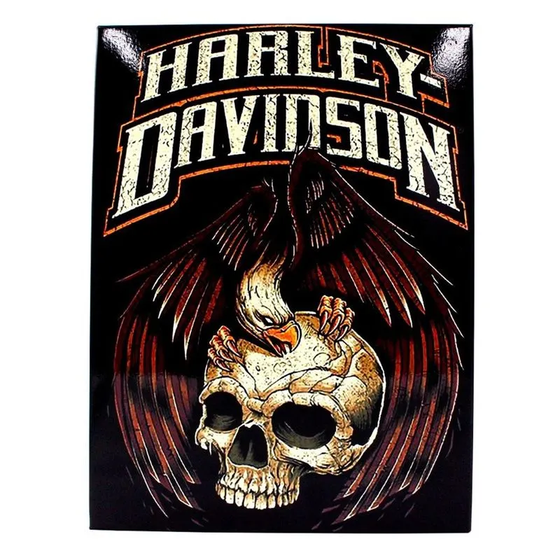 QUADRO METAL 26X19CM HARLEY DAVIDSON EAGLE ON SKULL - 10081584