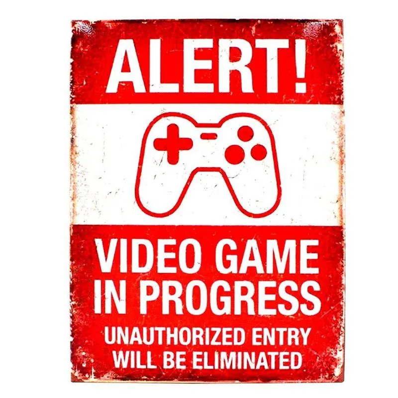 Placa de metal alert video game