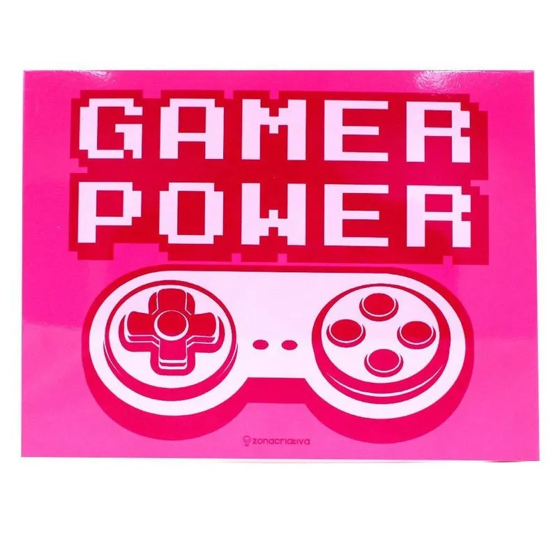 Placa de metal power game pink