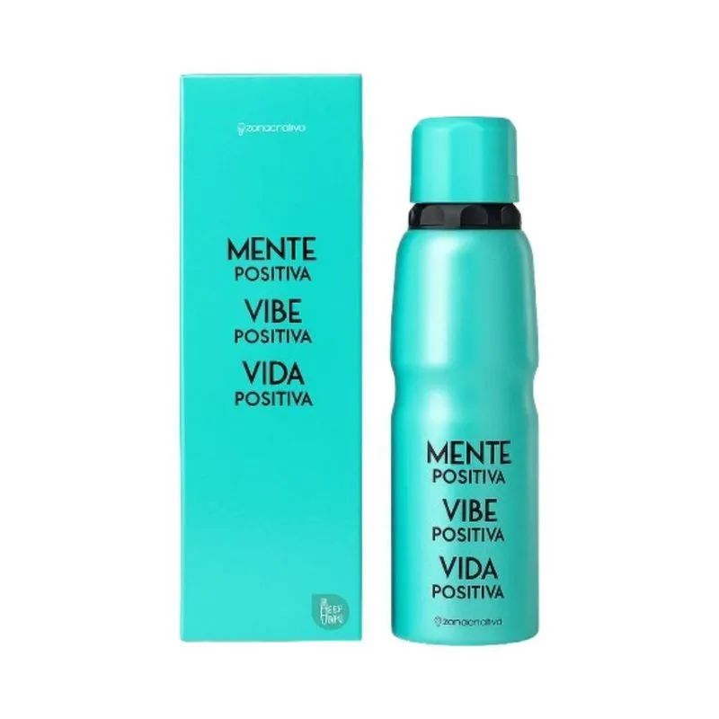 Garrafa Mente Positiva Resistência Ao Calor Aço Inox E Plástico Pp Vedação Com Silicone Verde