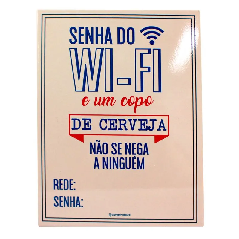 Quadro de Metal - WiFi e Cerveja