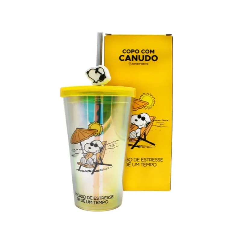 Copo Canudo Pingente Snoopy