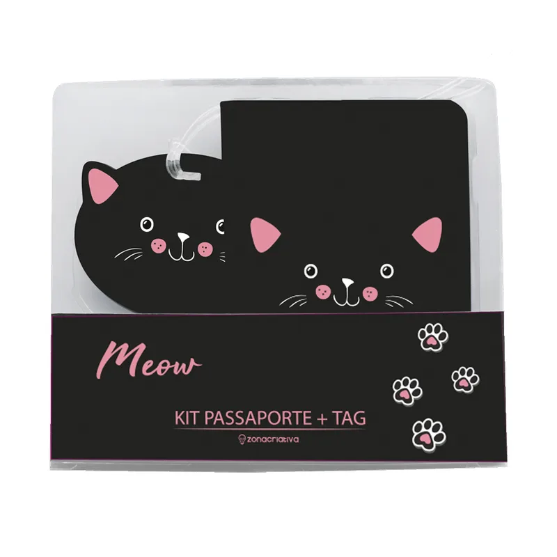 Kit Viagem Tag Passaporte Meow - Zonacriativa