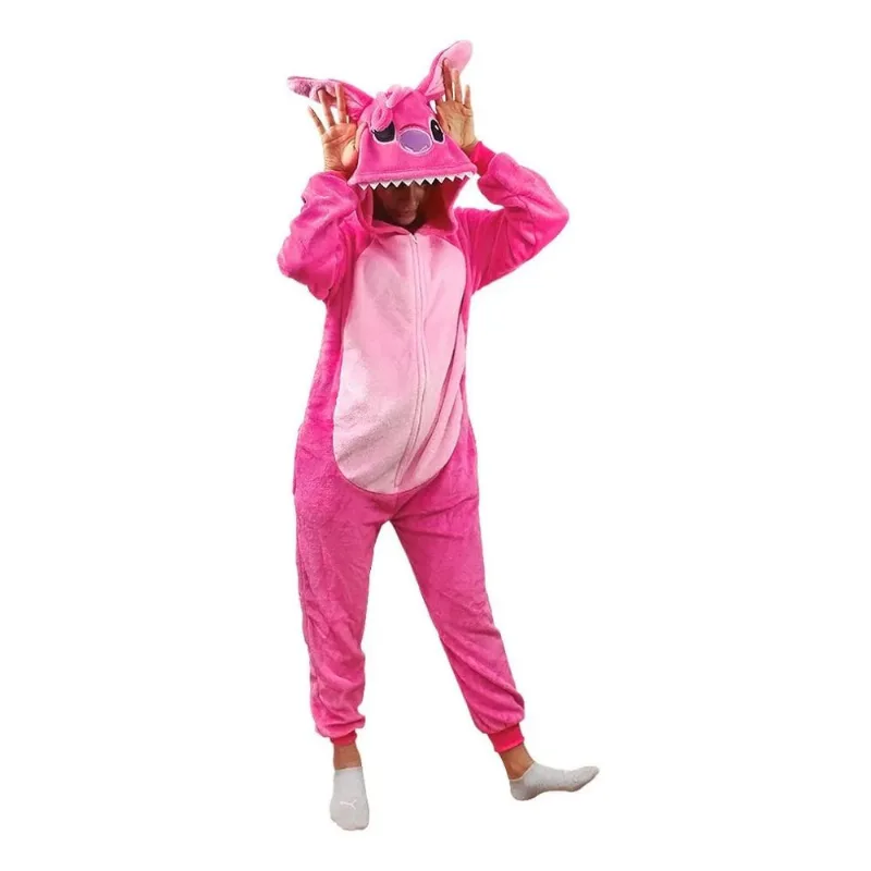 Pijama Macacão Angel Stitch Tamanho G Rosa
