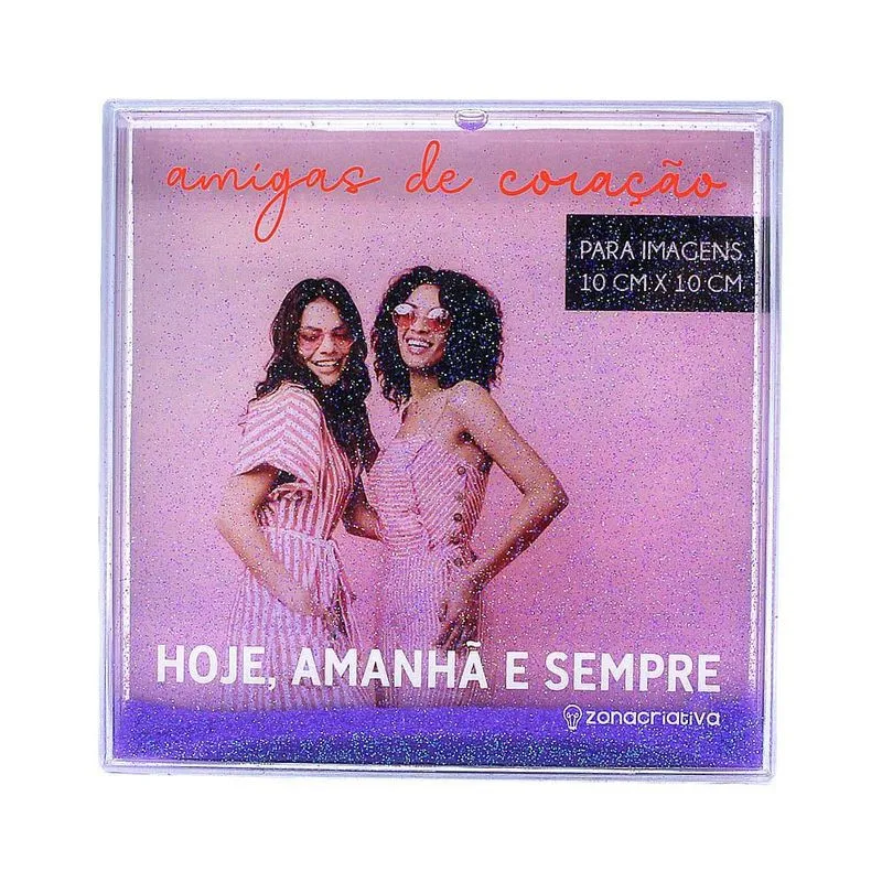 Porta Retrato Quadrado Glitter Amigas Do Coração