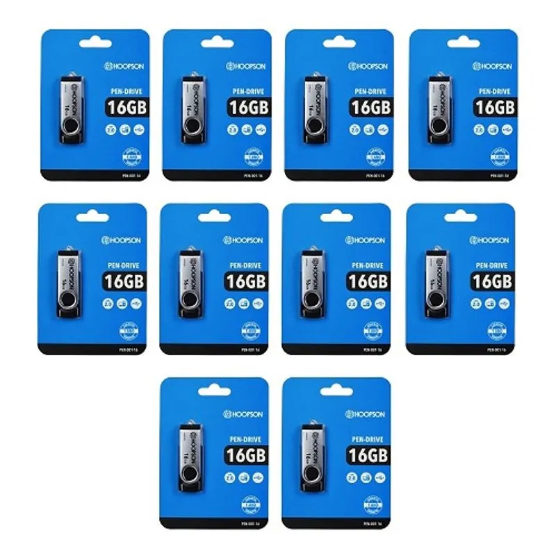Kit Com 10 Pen Drive Hoopson 16gb
