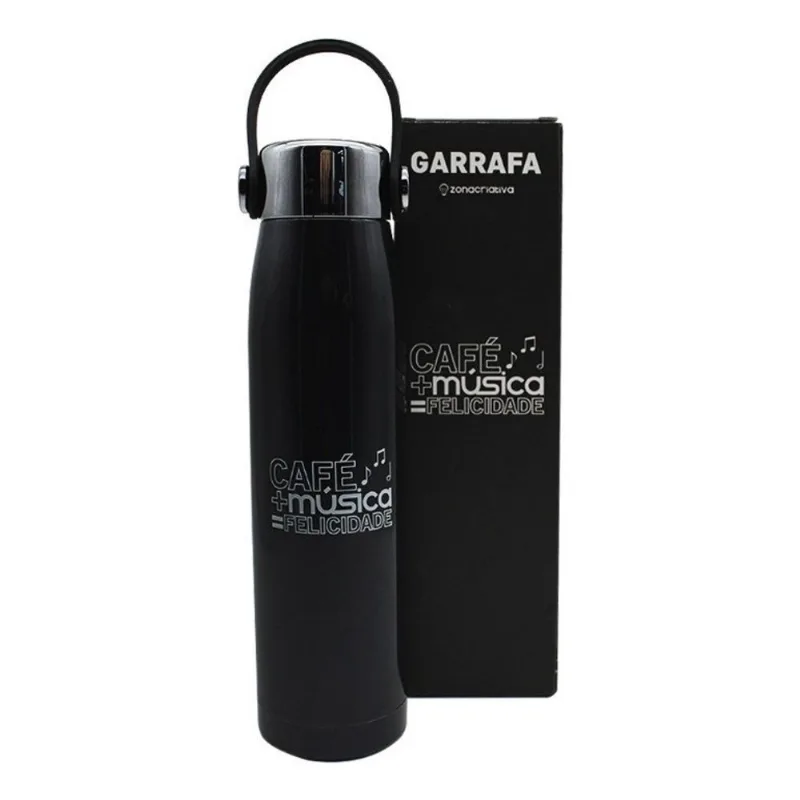 Garrafa C/alca Fone 400ml Cafe é Musica