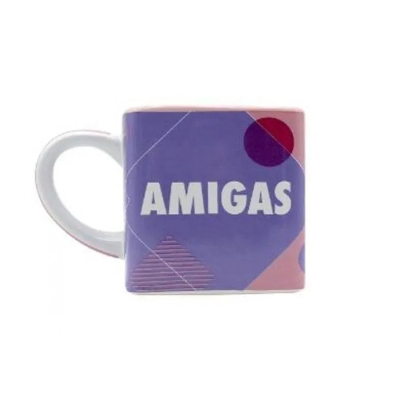 Caneca Cerâmica 300ml Cubo Zona Criativa Amiga p/ Toda Hora