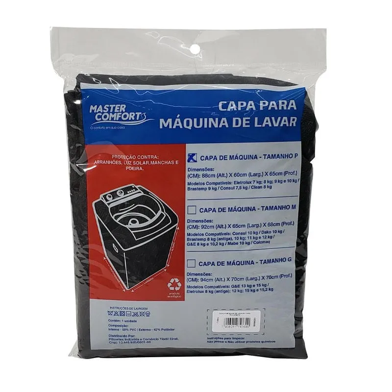 Capa Para Maquina De Lavar Tamanho P Preto
