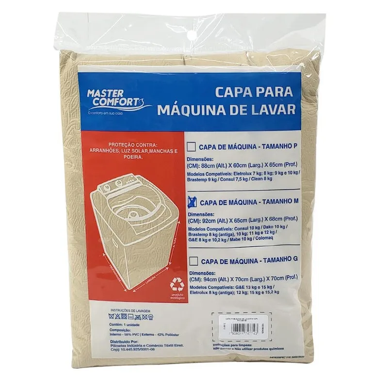 Capa Para Maquina De Lavar Tamanho P Bege