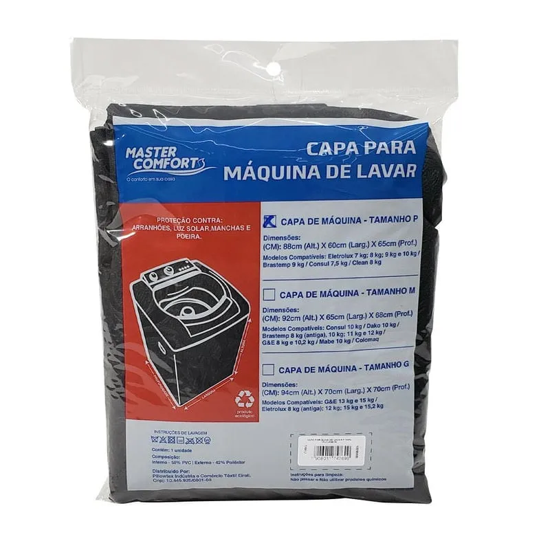 Capa Para Maquina De Lavar Tamanho M Preto