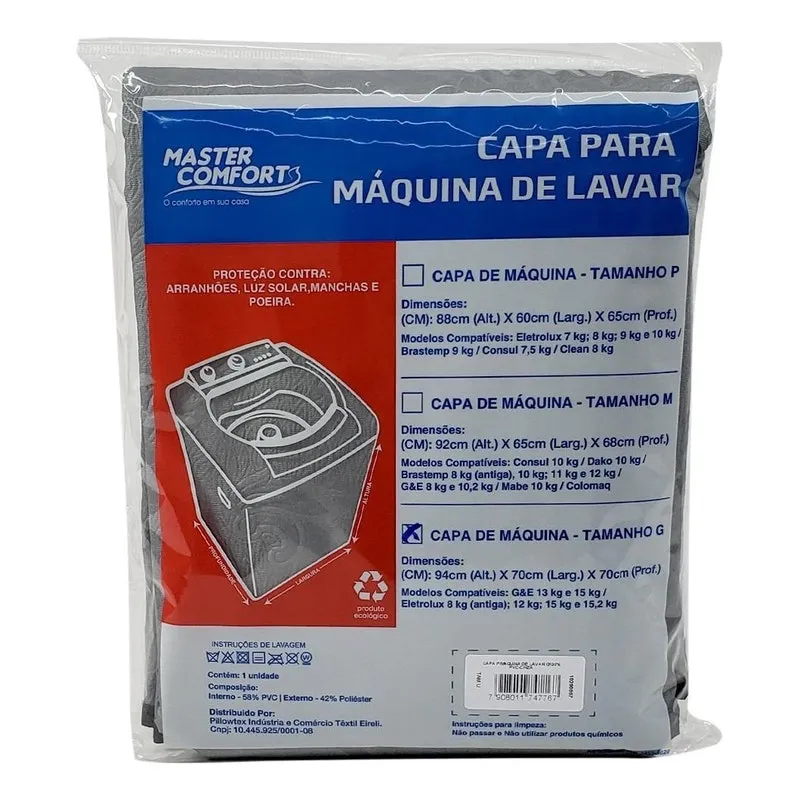 Capa Para Maquina De Lavar Tamanho M Cinza