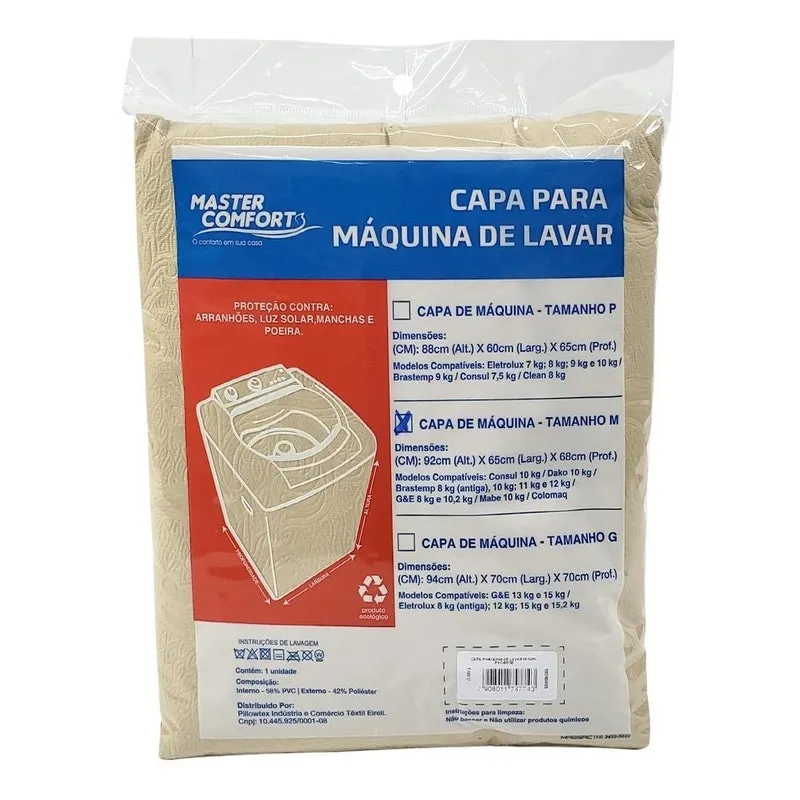 Capa Para Maquina De Lavar Tamanho G Bege