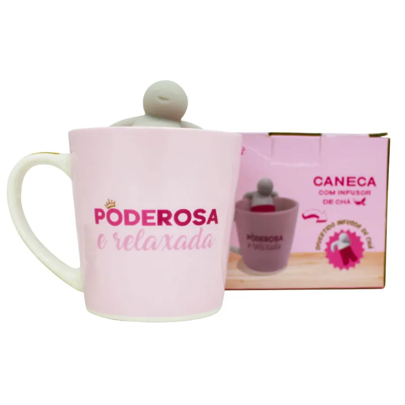 Caneca com Infusor Poderosa - ZonaCriativa