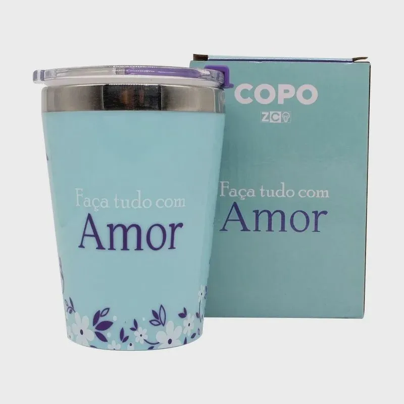 Copo viagem faça tudo com amor 300ML