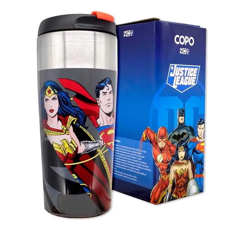 Copo Com Tampa 300ml Dc Liga Da Justica Zonacriativa