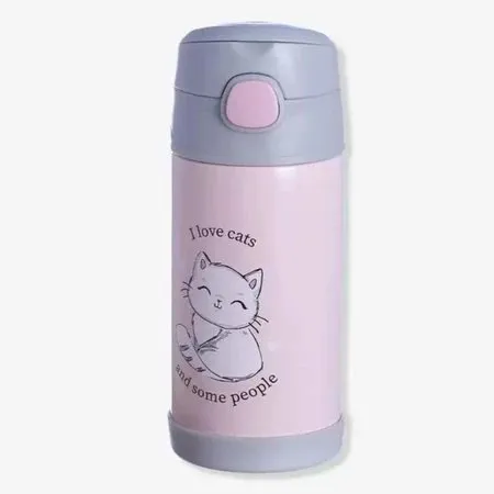 GARRAFA CLICK C/CANUDO I LOVE CATS - Manaia Presentes