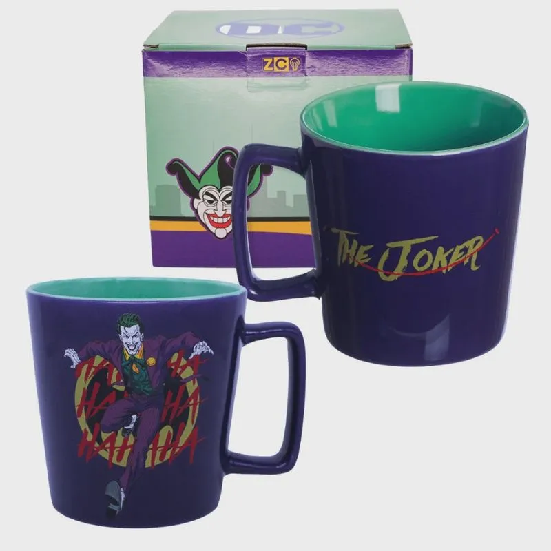 Caneca Coringa The Joker Cerâmica Alça Quadrada 400Ml Oficial dc Comics