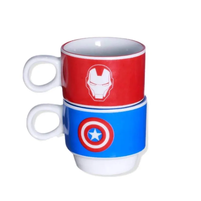 Torre 2 Xícaras Vingadores Porcelana 150Ml Oficial Marvel