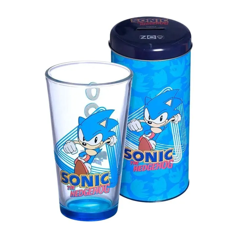 Copo Vidro Grande 500ml com Lata Cofre sonic - Zona Criativa