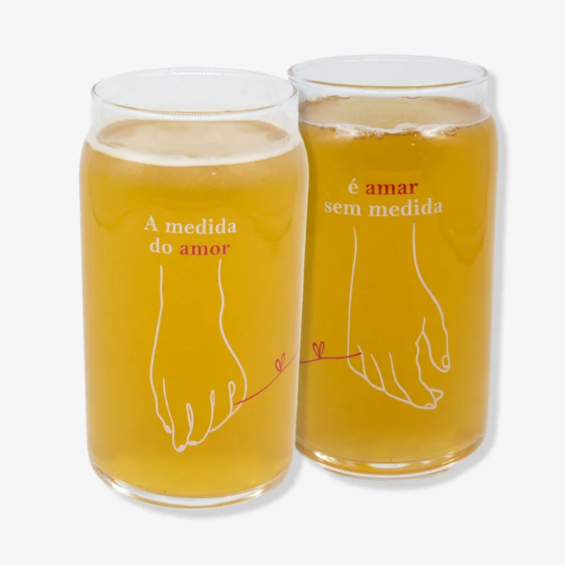 Kit com Dois Copos Beer A Medida do Amor - Zonacriativa