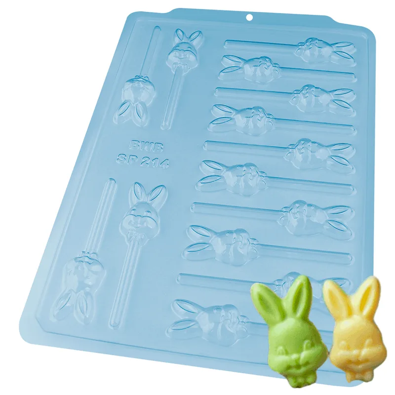 Forma de Acetato Simples Semiprofissional Para Chocolate Pirulito Coelho Gravatinha (3586) BWB FORMA PVC SP 214 PIRULITO COELHO GRAVAT REF3586 BWB