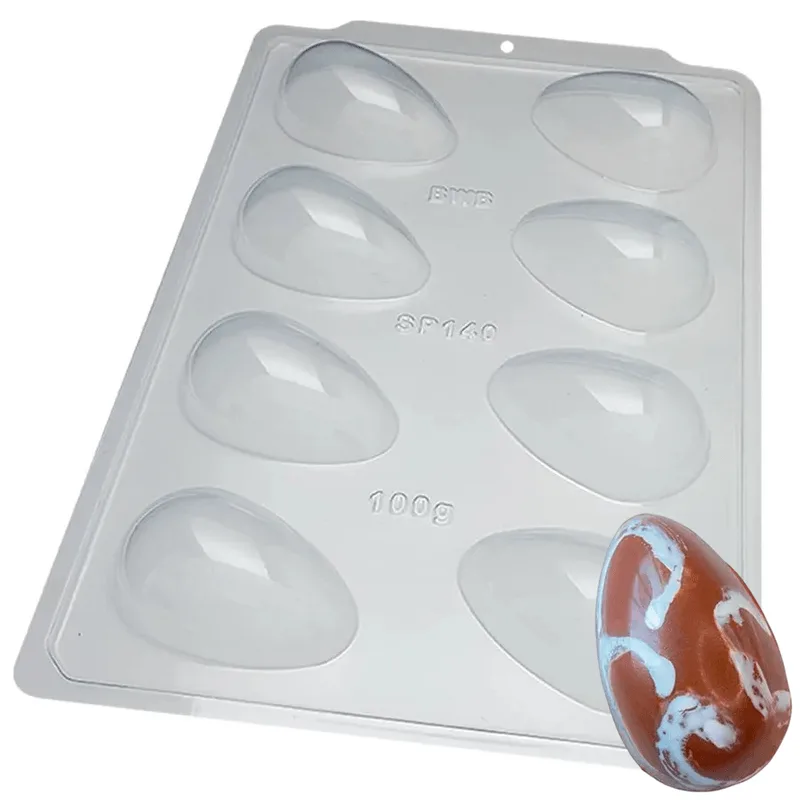 Forma de Acetato Simples Semiprofissional Para Chocolate Ovo Liso 100g (3625) BWB FORMA PVC SP 140 OVO LISO 100G UN REF3625 BWB