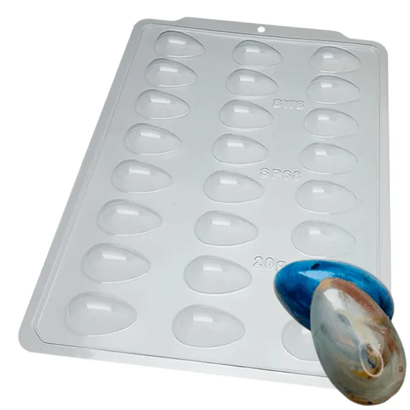 Forma de Acetato Simples Semiprofissional Para Chocolate Ovo Liso 20g (3633) BWB FORMA PVC SP 68 OVO LISO 20G UN REF3633 BWB