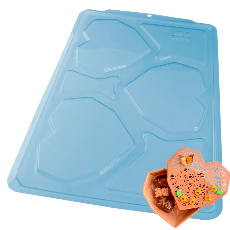 Forma de Acetato Simples Semiprofissional Para Chocolate Tablete Coração Lapidado 350g (3694) BWB FORMA TABLETE CORACAO LAPIDADO 350G UN REF3694 BWB