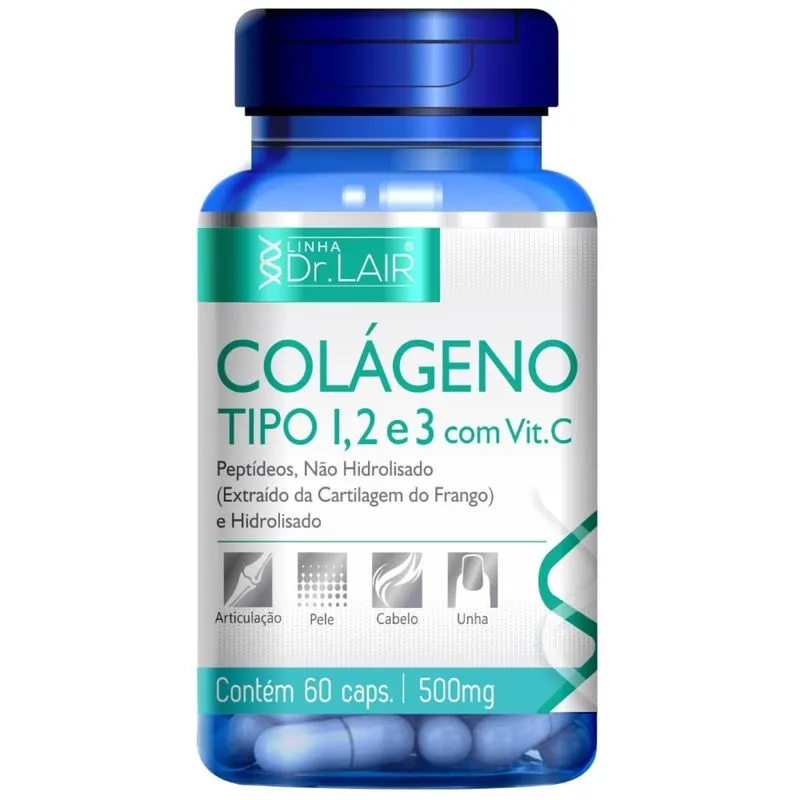 Colágeno Tipo 1, 2 e 3 com Vit. C 500mg Dr. Lair (60 Cápsulas) Upnutri