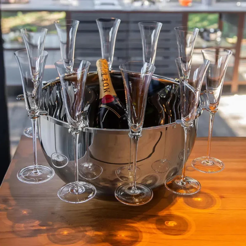 PRÉ-VENDA: Champanheira Bottega Inox com Suporte para 12 Taças Riva