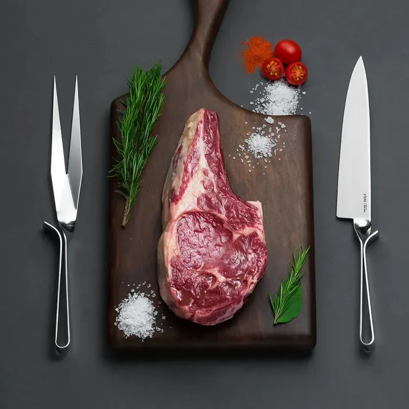 Jogo 2 Peças Faca e Garfo Trinchante para Churrasco Cassino Inox Riva