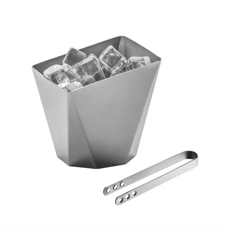 Balde para Gelo com Pinca Origami Inox Riva Balde para Gelo com Pinca Origami Prata Inox Riva